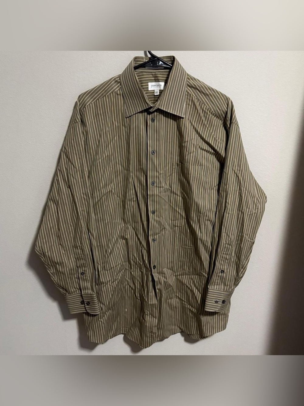 Concepts by Claiborne Wrinkle Free Cotton Vertical Striped Button Up Shirt